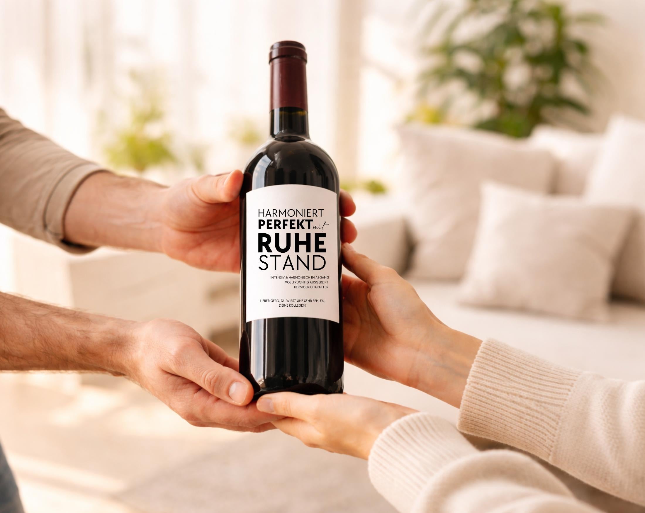 Personalisiertes Weinflaschen Etikett Ruhestand | Abschied Geschenk Kollege lustig | Weinlabel Rente Geschenk personalisiert | Rentner