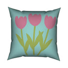 Frühlingskissen Tulpen türkis pink | Dekokissen Frühling modern | Kissen Blumen Design | Wohnzimmer Deko | Baumwoll Blumenkissen mit Füllung