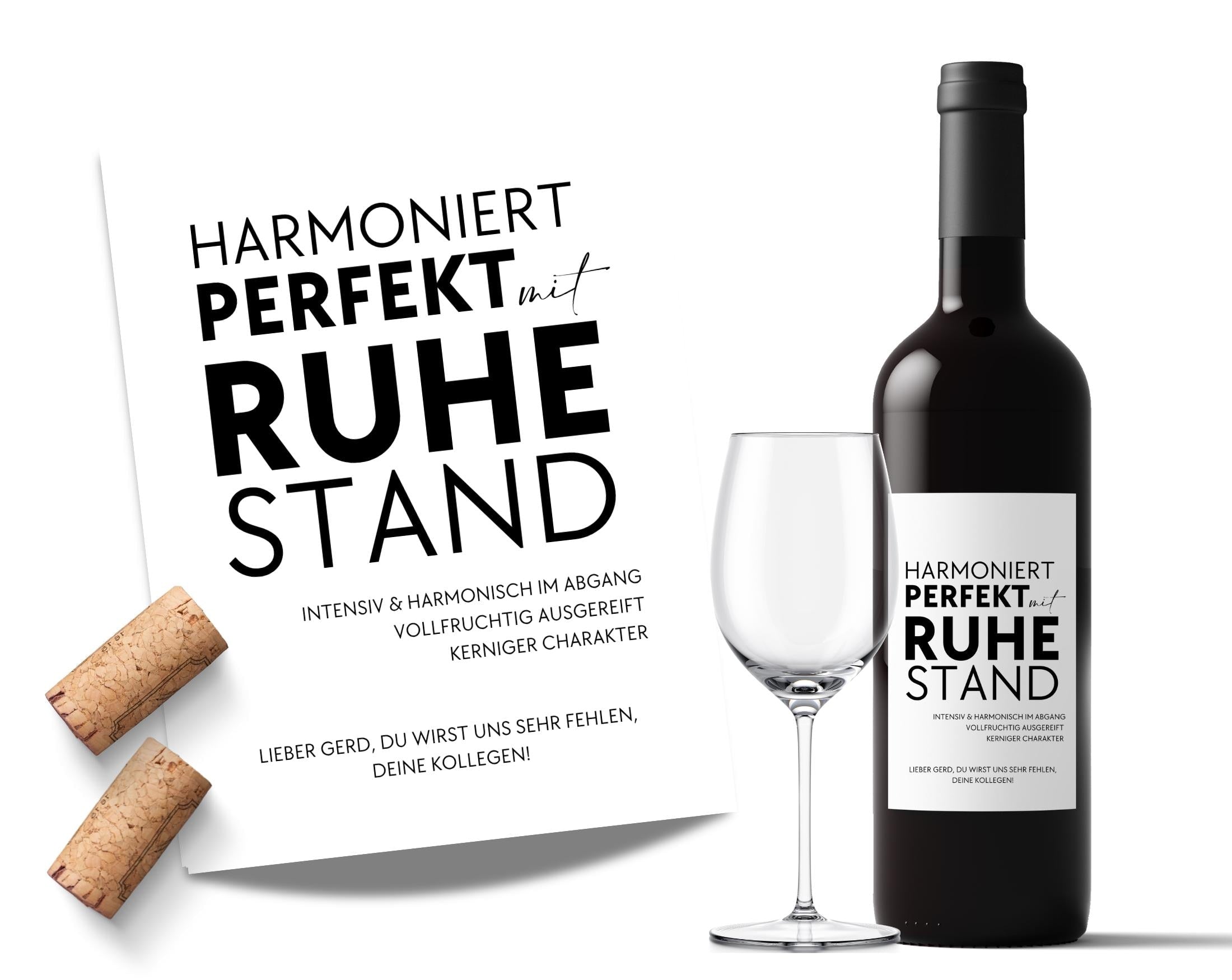 Personalisiertes Weinflaschen Etikett Ruhestand | Abschied Geschenk Kollege lustig | Weinlabel Rente Geschenk personalisiert | Rentner