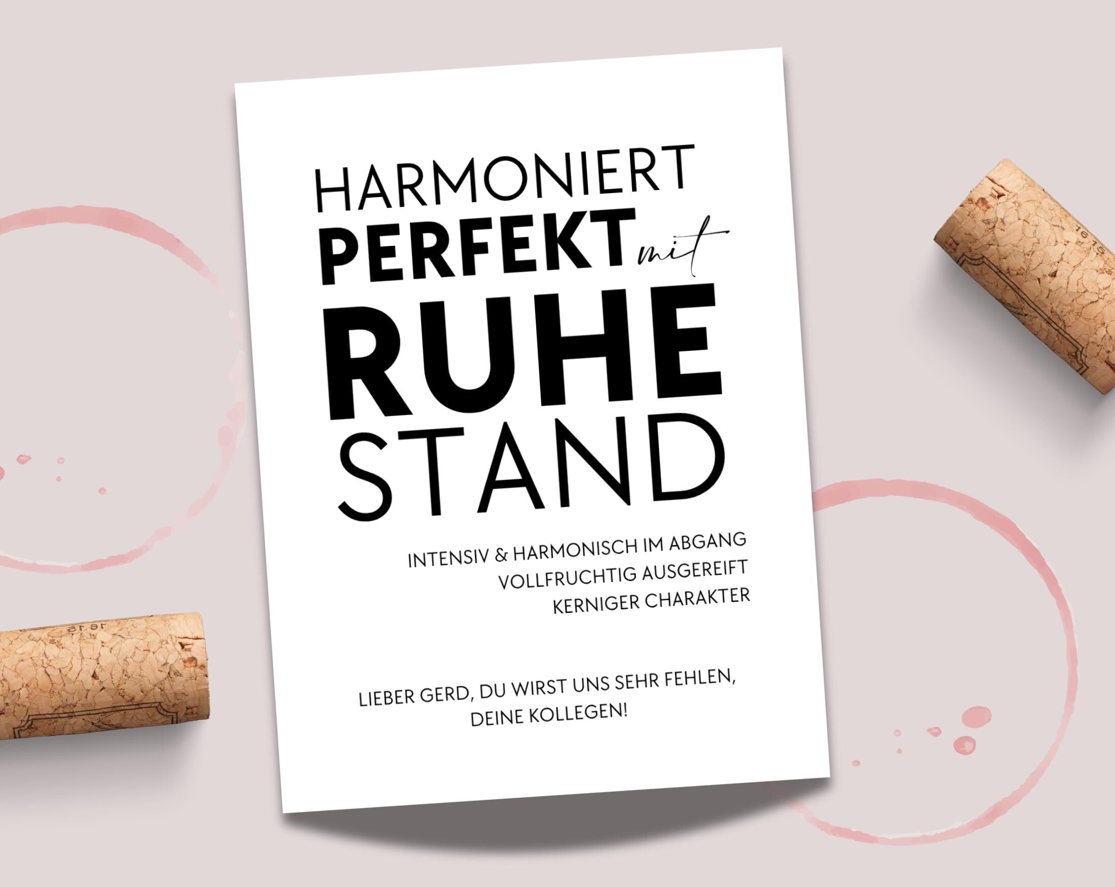 Personalisiertes Weinflaschen Etikett Ruhestand | Abschied Geschenk Kollege lustig | Weinlabel Rente Geschenk personalisiert | Rentner