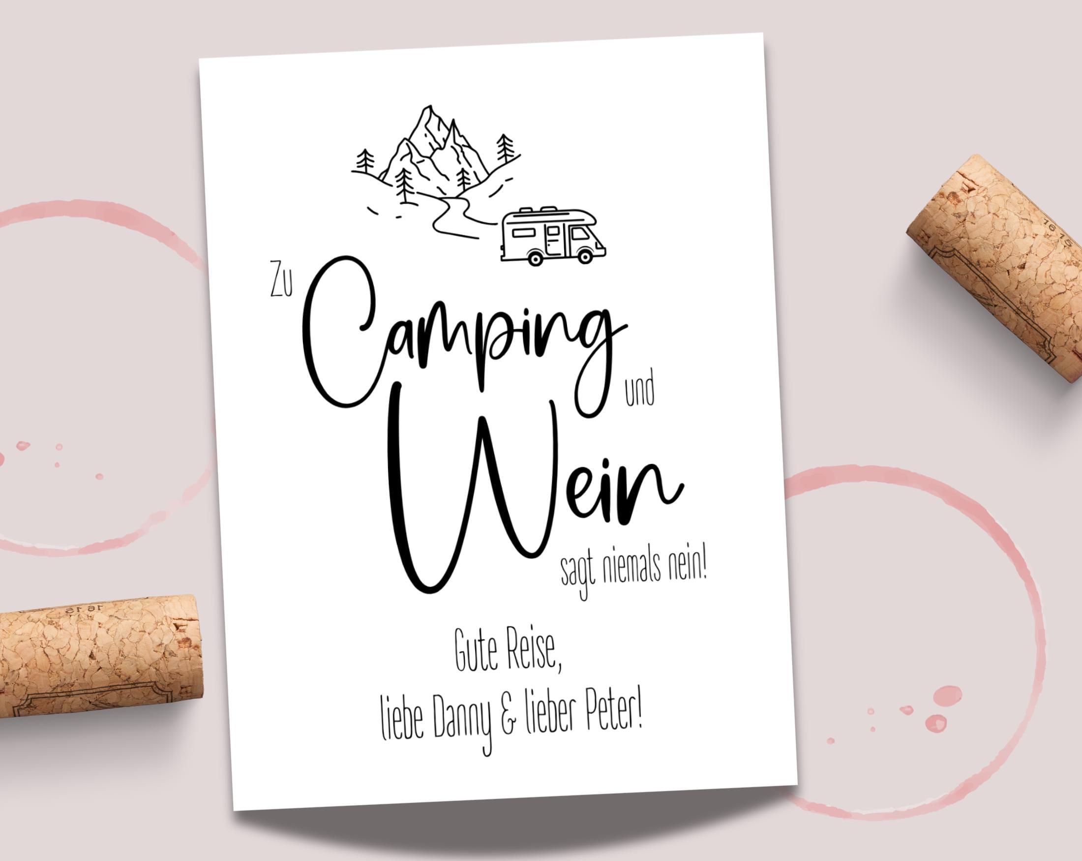 Personalisiertes Weinflaschen Etikett | Geschenk Camper Camping Wein | Caravan | Weinflasche Sticker mit Namen | diverse Motive