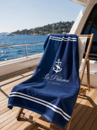 Personalisiertes Bootshandtuch mit Bootsname | Yacht Handtuch | Geschenk Bootsbesitzer | Maritime Badehandtücher 3 Größen | 3 Designs