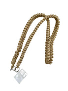 Makramee Handygurt dick beige mit Goldfäden | geflochtene Handy Kordel | Phone Strap Boho – Handykette | stylisch & stabil