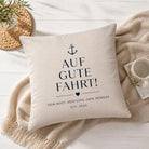 Outdoor Kissen wasserabweisend | Maritimes Dekokissen „Auf gute Fahrt“ | wetterfest | Boot Deko | Geschenk Segeln | personalisierbar | 40x40