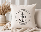 Personalisiertes Insel Kissen | Sylt, Amrum, Juist, Föhr, Langeoog, Norderney | Maritime Deko mit Wunschinsel | 50 x 50 cm Küsten Kissen