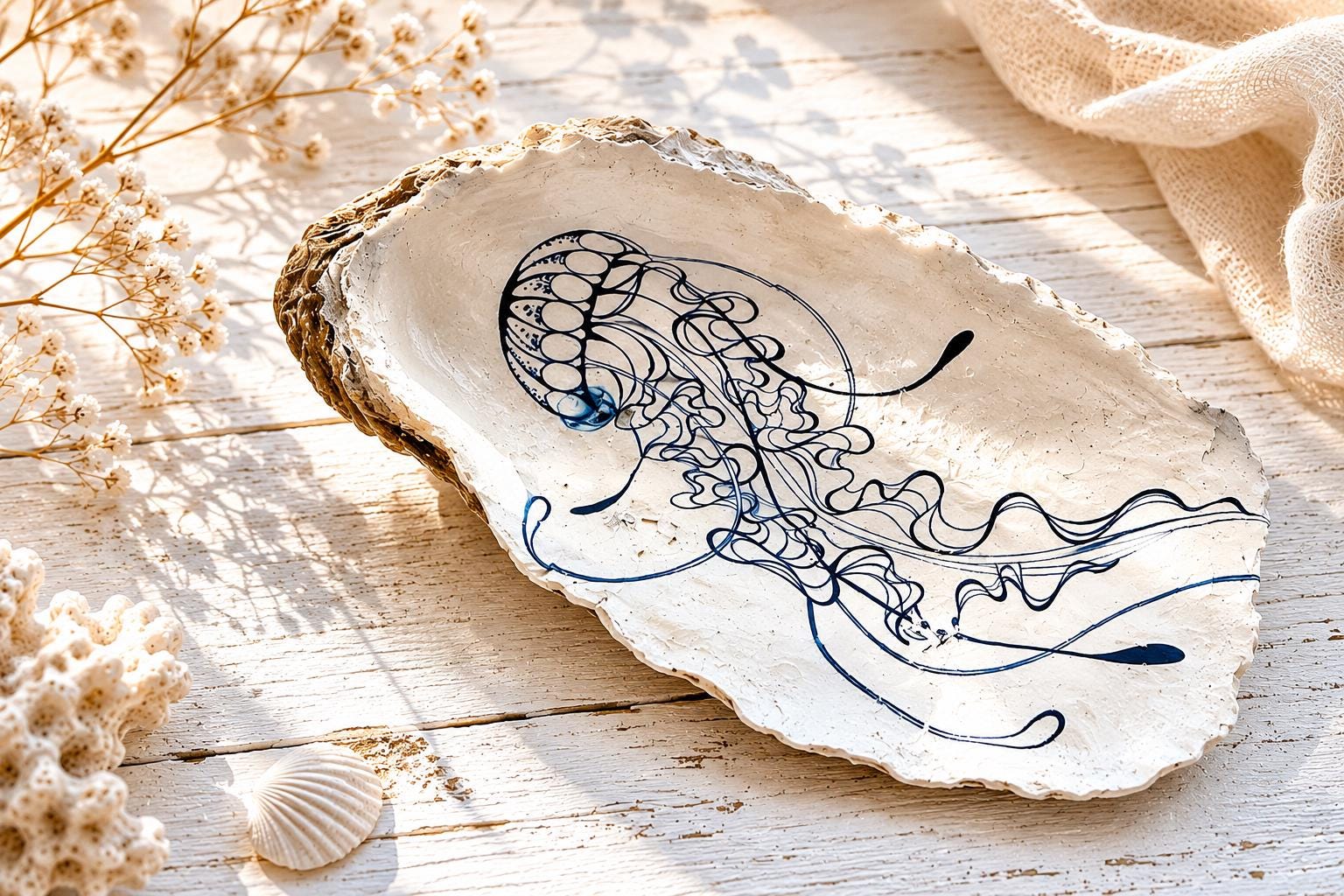 Austernschalen | Austern handgemalt | Schmuckschale | Trauringe | handbemalte Oyster | Ringschale