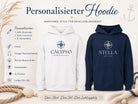 Personalisierter Oversized Hoodie mit Bootsname – Unisex Hoodie für Segler, Bootseigner & Yachtfans | blau oder weiß