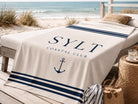 Beach Handtuch "Sylt" | beiges Badehandtuch mit Streifen und Anker | Maritime Badehandtücher in 3 Größen