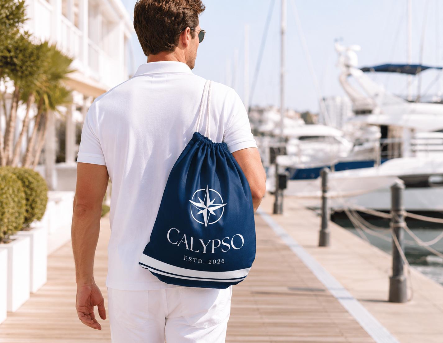 Personalisierter Bootsrucksack mit Bootsname | wasserabweisender Beutel für Segler | Geschenk für Bootsbesitzer | maritime Tasche 30 x 40 cm
