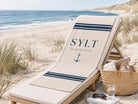 Beach Handtuch "Sylt" | beiges Badehandtuch mit Streifen und Anker | Maritime Badehandtücher in 3 Größen