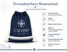Personalisierter Bootsrucksack mit Bootsname | wasserabweisender Beutel für Segler | Geschenk für Bootsbesitzer | maritime Tasche 30 x 40 cm