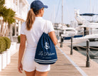 Personalisierter Bootsrucksack mit Bootsname | wasserabweisender Beutel für Segler | Geschenk für Bootsbesitzer | maritime Tasche 30 x 40 cm