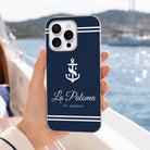 Personalisierte Handyhülle mit Bootsname | Maritime Hülle für Segler & Bootsbesitzer | Geschenk Skipper mit Anker Motiv | Apple oder Samsung