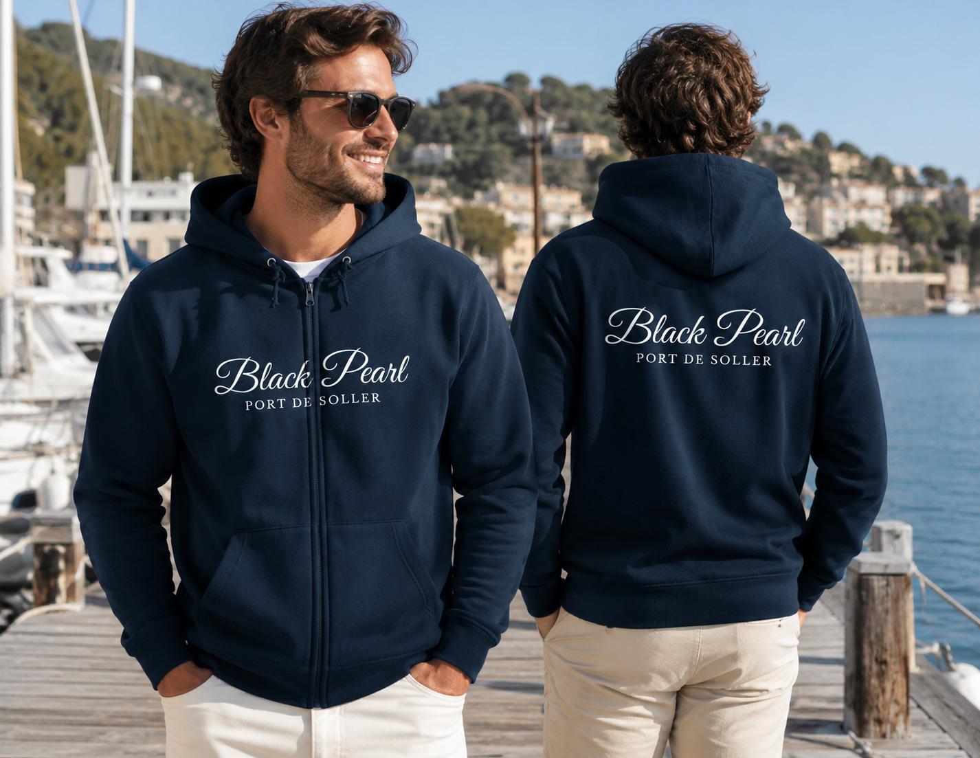 Personalisierter Herren Zipper Hoodie mit Bootsname | Maritime Skipper Reißverschluss Jacke, Segler Geschenk, Boot Outfit | Gr. S bis 5XL