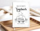 Camping Tagebuch | weißes Notizbuch | Personalisierung | Logbuch für Camper | A5 liniert | anpassbar Name, Titel, Headline