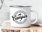 Camper Tasse Emaille personalisiert | Camping Becher mit Namen | Wohnmobil | Camper Logo | schwarz oder silber Rand