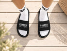 Camper Letten | Badelatschen für Campingplatz und Urlaub | schwarze Schlappen für Camper, Badeschuhe für Dusche, Strand, Schwimmbad | unisex