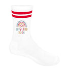Personalisierbare Schulkind 2026 Socken mit Streifen, Einschulung Geschenk Mädchen Junge, bunte Socken, Geschenk Einschulung, Bio-Baumwolle