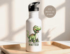 Trinkflasche Dino | personalisierte Edelstahlflasche | Geschenk für Schulanfang, Kita Start
