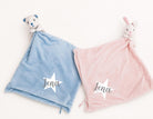Kissen mit Häschen oder Bärchen | personalisiert | Baby Name | rosa oder hellblau | Samt