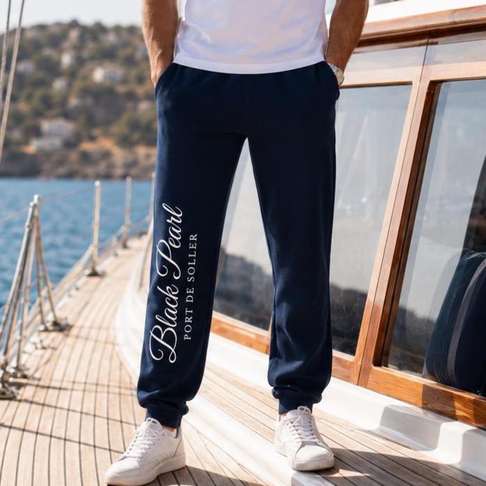 Personalisierte Sweatpants mit Bootsname | Skipper Hose Navy | Geschenk für Segler | Yacht Club Kleidung | Heimathafen & Bootsname