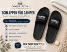 Camper Letten | Badelatschen für Campingplatz und Urlaub | schwarze Schlappen für Camper, Badeschuhe für Dusche, Strand, Schwimmbad | unisex