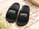 Camper Letten | Badelatschen für Campingplatz und Urlaub | schwarze Schlappen für Camper, Badeschuhe für Dusche, Strand, Schwimmbad | unisex