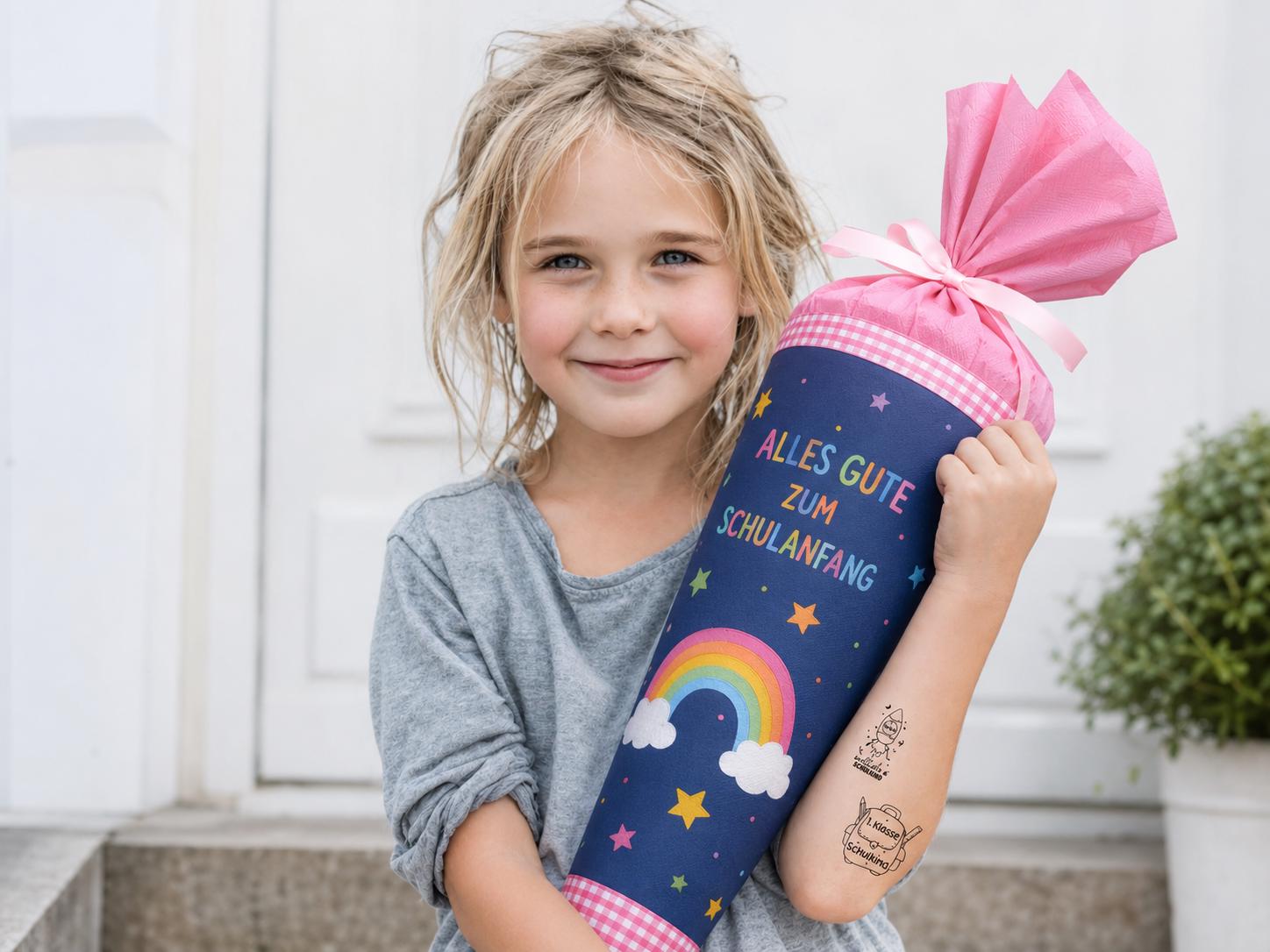 Schulkind | personalisierbare Tattoos zum Schulanfang | Kindertattoo mit Namen | 24er Set | für Jungs & Mädchen 1. Schultag | zum Schulstart