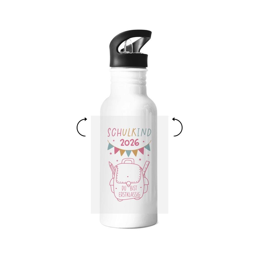 Trinkflasche Einschulung | Flasche Schulanfang | Geschenk Einschulung Kita | zwei Motive auf einer Flasche