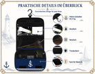 Kulturbeutel "Ahoi" für Boot & Camping | maritime Waschtasche zum Aufhängen | Kulturtasche | Travel Wash Bag | Toiletbag in navy