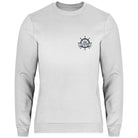 Personalisierter Sweater mit Bootsname | Maritimes Langarm Sweatshirt, Segler Geschenk, Boot Outfit | Steuerrad | Gr. XS bis XXL | weiß blau