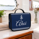 Kulturbeutel "Ahoi" für Boot & Camping | maritime Waschtasche zum Aufhängen | Kulturtasche | Travel Wash Bag | Toiletbag in navy