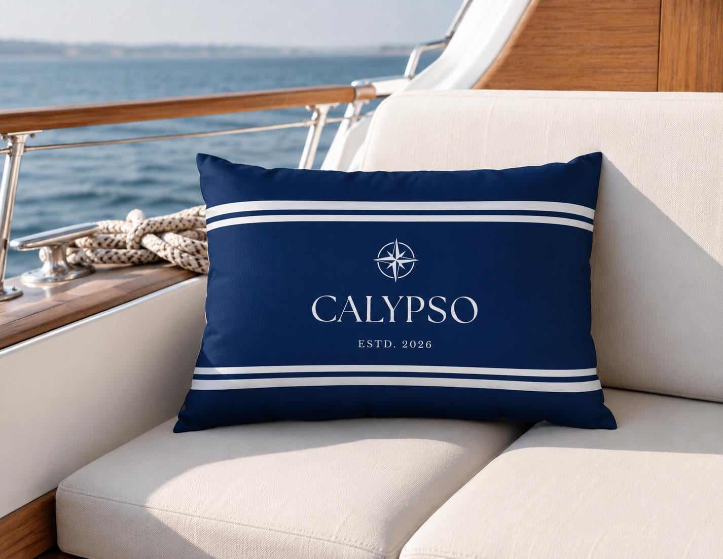 Wasserabweisendes Kissen | personalisiert für Dein Boot | Name, Hafen | Rechteckig 50 × 35 cm | mit Füllung