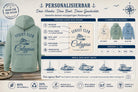 Personalisierter Herren Premium Bio Hoodie für Bootsbesitzer – maritimer Rückenprint mit Bootsname, Boot & eigenem Text | in 3 Farben