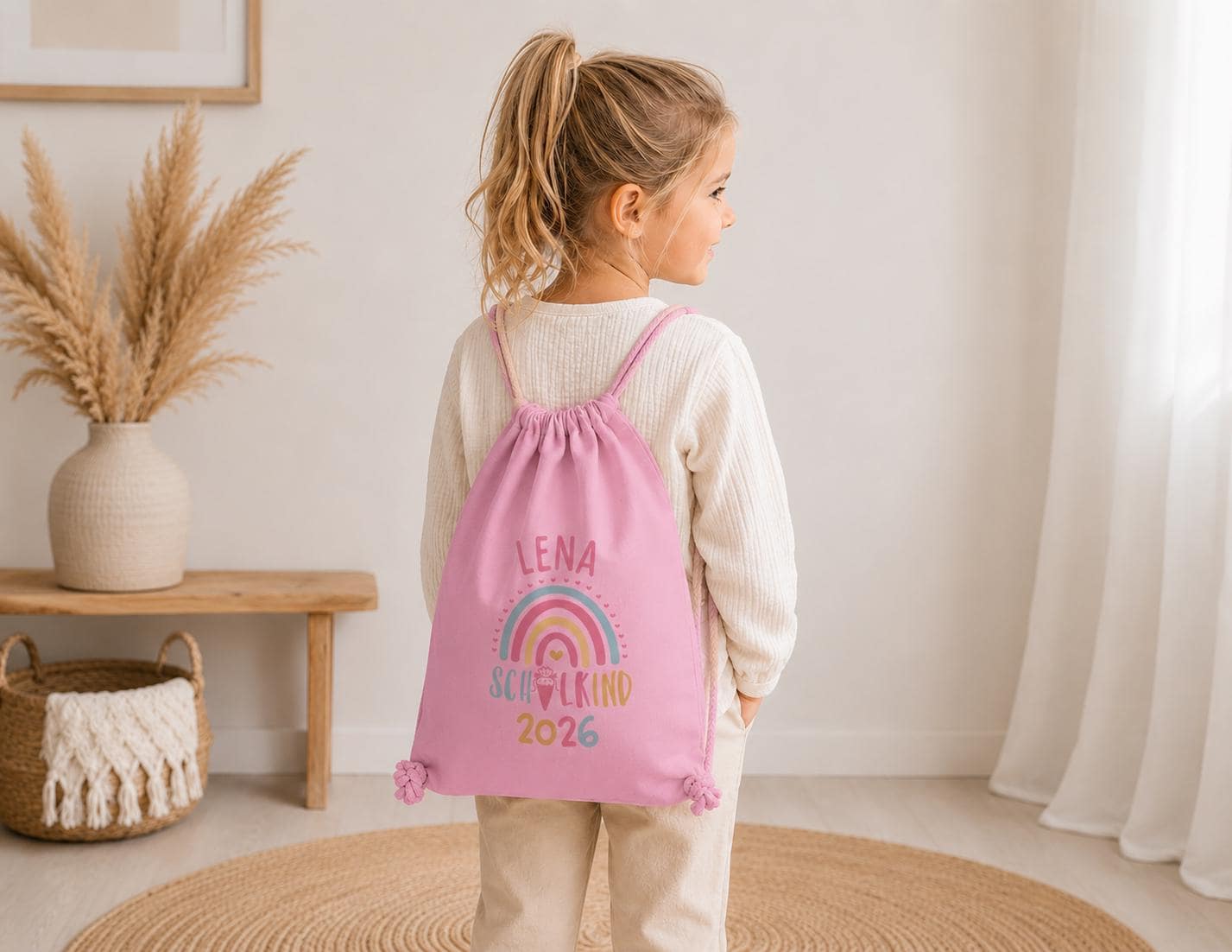 Personalisierter Turnbeutel Schulkind 2026 in 8 Farben | Geschenk zur Einschulung | Sportbeutel mit Name | Kindergarten- & Schultasche