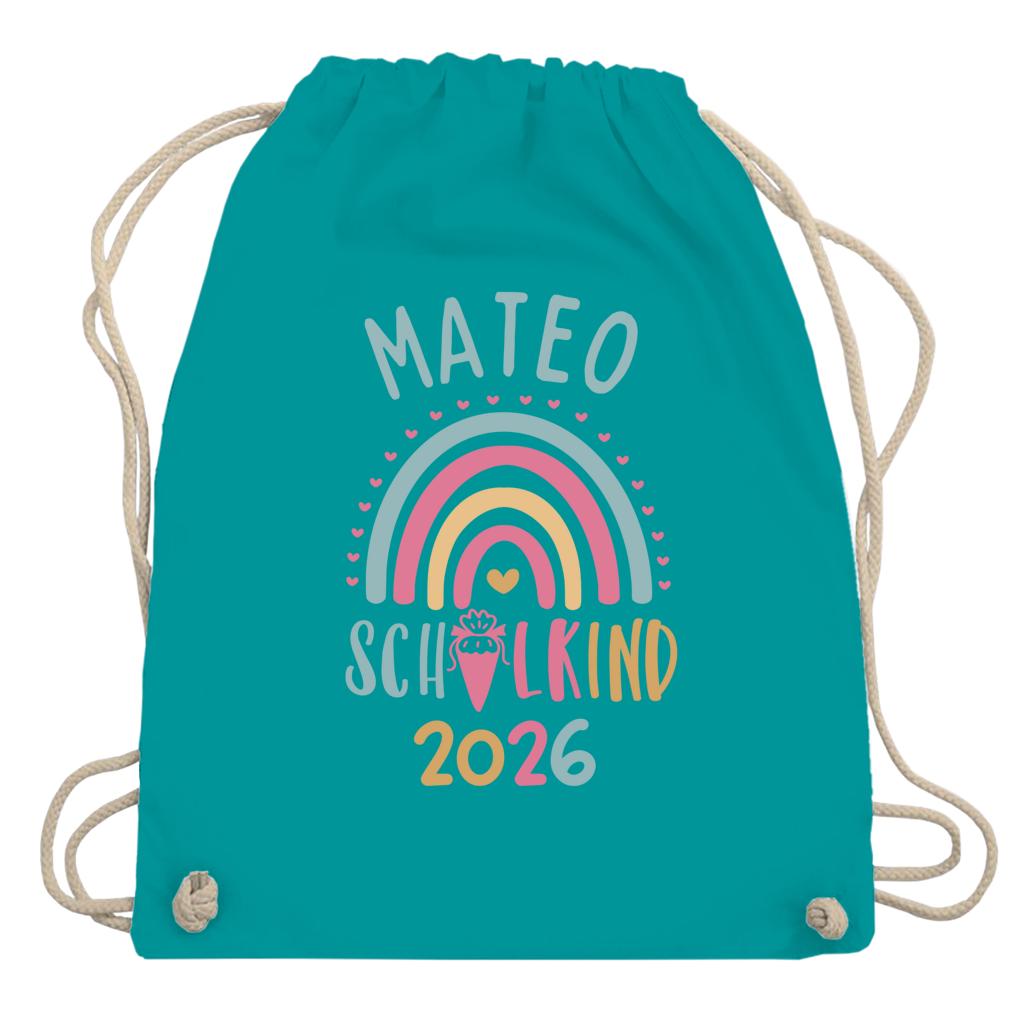 Personalisierter Turnbeutel Schulkind 2026 in 8 Farben | Geschenk zur Einschulung | Sportbeutel mit Name | Kindergarten- & Schultasche