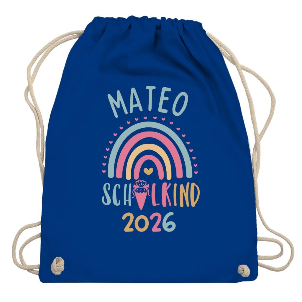 Personalisierter Turnbeutel Schulkind 2026 in 8 Farben | Geschenk zur Einschulung | Sportbeutel mit Name | Kindergarten- & Schultasche