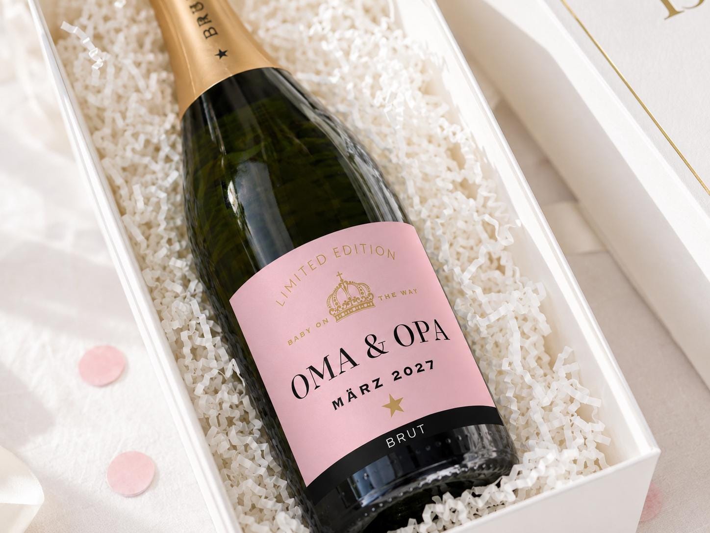 Personalisiertes Etikett Champagnerflasche | Hochzeit, Verlobung, Abitur, Schwangerschaft, Paten fragen | Flaschenetikett Ankündigung Geburt
