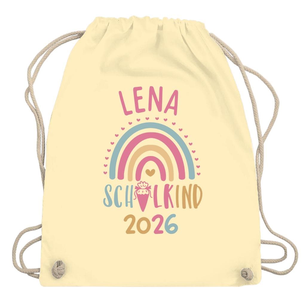Personalisierter Turnbeutel Schulkind 2026 in 8 Farben | Geschenk zur Einschulung | Sportbeutel mit Name | Kindergarten- & Schultasche