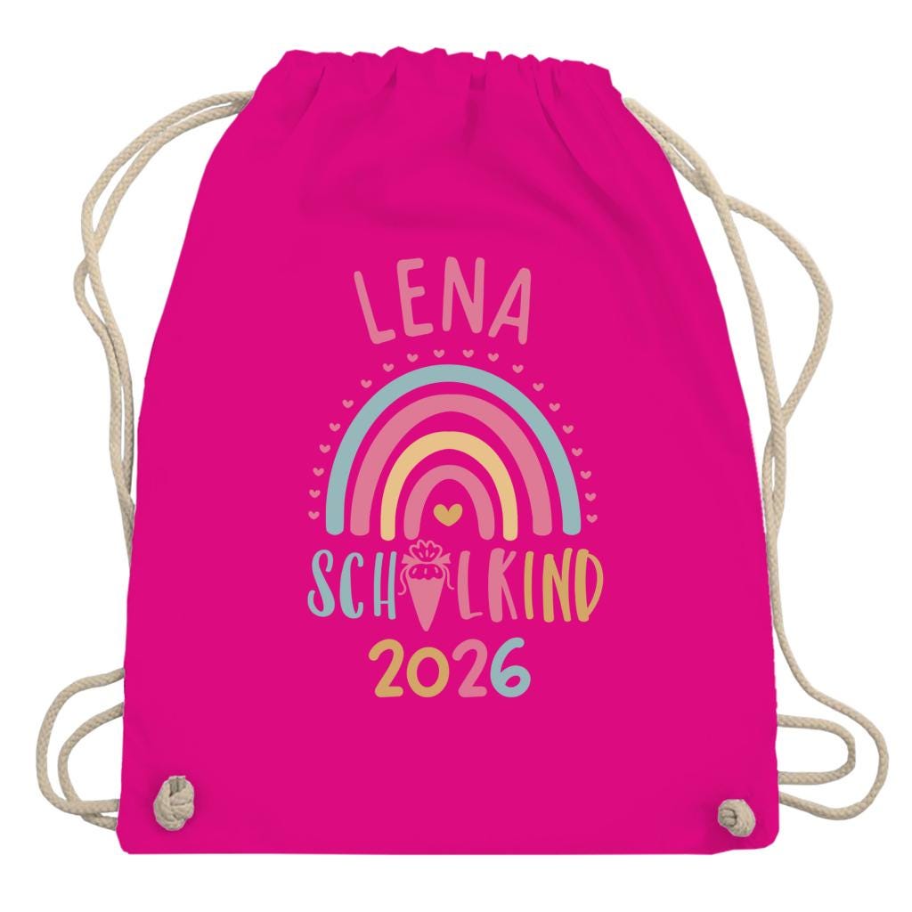 Personalisierter Turnbeutel Schulkind 2026 in 8 Farben | Geschenk zur Einschulung | Sportbeutel mit Name | Kindergarten- & Schultasche