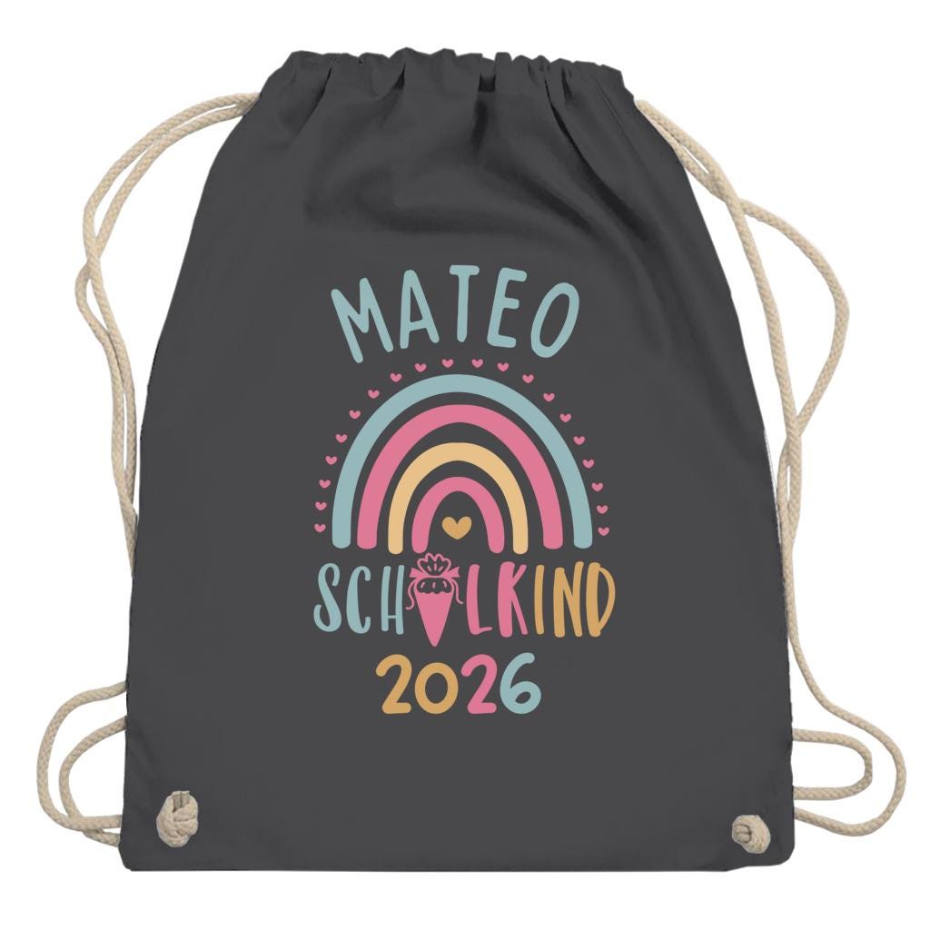 Personalisierter Turnbeutel Schulkind 2026 in 8 Farben | Geschenk zur Einschulung | Sportbeutel mit Name | Kindergarten- & Schultasche