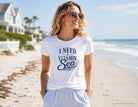 Damen T-Shirt "I Need Vitamin Sea" – maritimes Shirt für Strand, Urlaub & Meerliebhaber | weiß, natur, rosa, hellblau