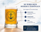 Personalisierter Bierkrug mit Anker – maritimes Geschenk mit Wunschtext, Heimathafen und Jahr – Bierglas 0,5 l