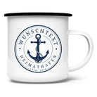 Personalisierte Emaille Tasse mit Anker | Heimathafen & Wunschtext | Geschenk für Segler, Skipper, Bootsbesitzer