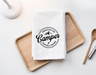 Personalisiertes Geschirrtuch | Frühstück für Camper - Camping-Logo mit euren Namen | in weiß oder grau