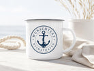 Personalisierte Emaille Tasse mit Anker | Heimathafen & Wunschtext | Geschenk für Segler, Skipper, Bootsbesitzer
