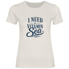 Damen T-Shirt "I Need Vitamin Sea" – maritimes Shirt für Strand, Urlaub & Meerliebhaber | weiß, natur, rosa, hellblau