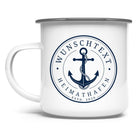 Personalisierte Emaille Tasse mit Anker | Heimathafen & Wunschtext | Geschenk für Segler, Skipper, Bootsbesitzer