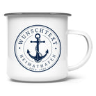 Personalisierte Emaille Tasse mit Anker | Heimathafen & Wunschtext | Geschenk für Segler, Skipper, Bootsbesitzer