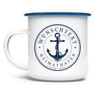 Personalisierte Emaille Tasse mit Anker | Heimathafen & Wunschtext | Geschenk für Segler, Skipper, Bootsbesitzer